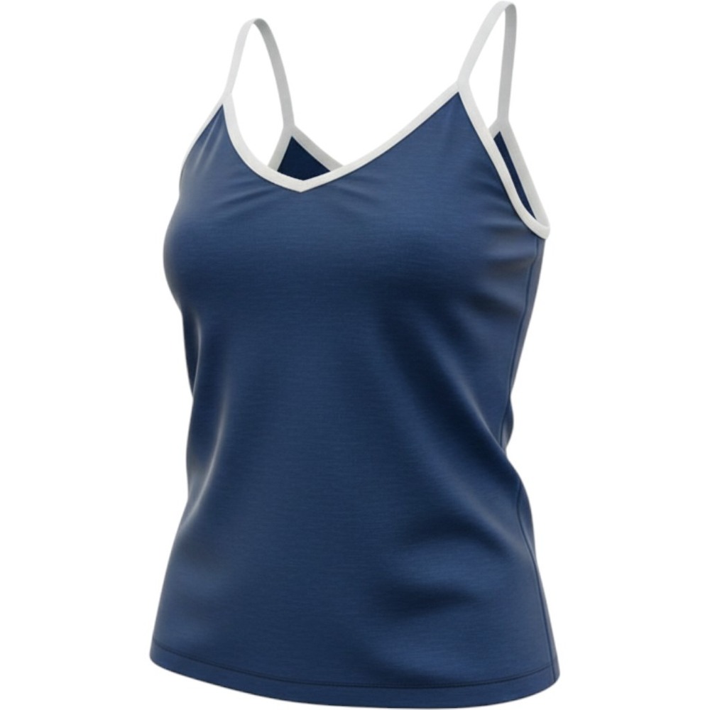 Garage Navy Blue V-Neck Cami Tank Top with Contrast White Trim Small P/S